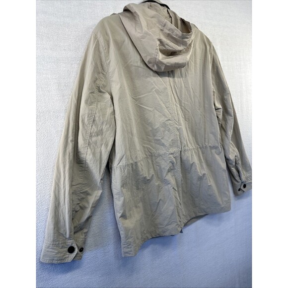 H&M Mens Coat Med Khaki Multi Pocket Button Jacket Hidden Hood Windbreaker *spot - Picture 13 of 15